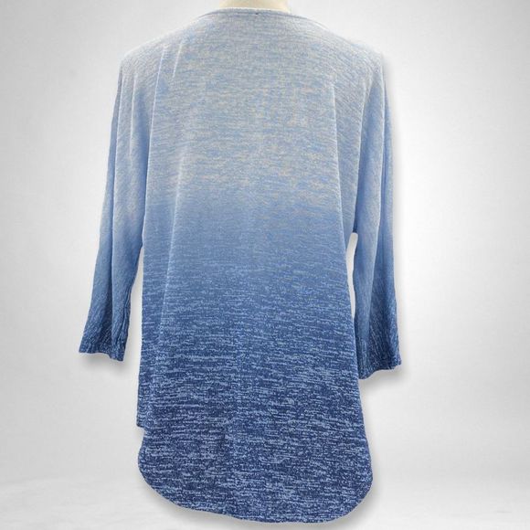 Blue Gradient Ombré Pullover Knit Sweater Womens Large - Picture 3 of 9